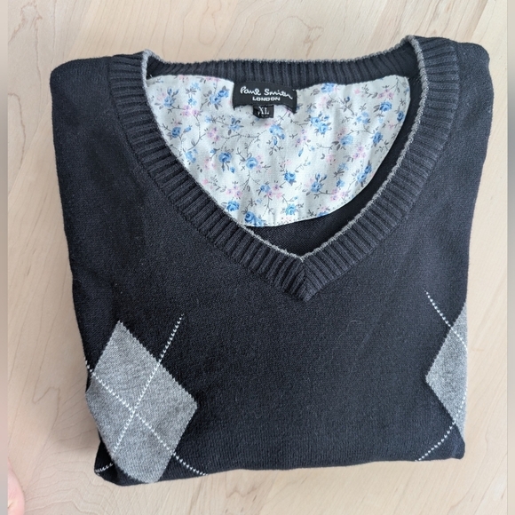 🇬🇧PAUL SMITH Black, Gray and Blue Argyle Sweater - Picture 14 of 14